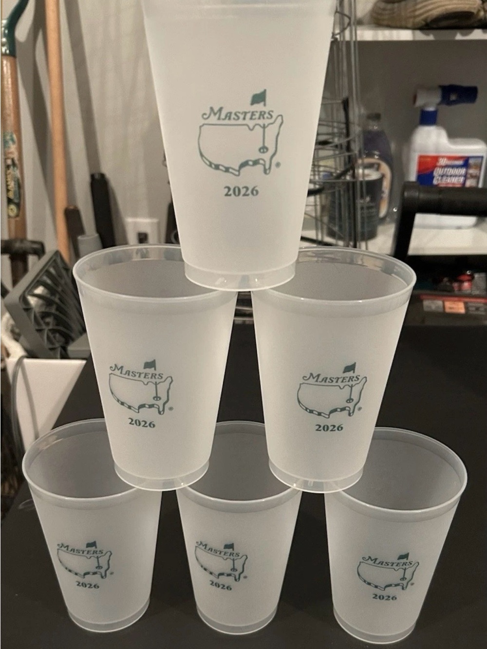 Masters Frosted Plastic Cups with Green Logo - Set of 6